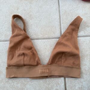 SKIMS Clay Cotton Rib Plunge Bralette M